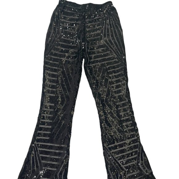 NWT Crystal Sky. Women's casual pants in black sequins, size S. Made in China. - Picture 7 of 8